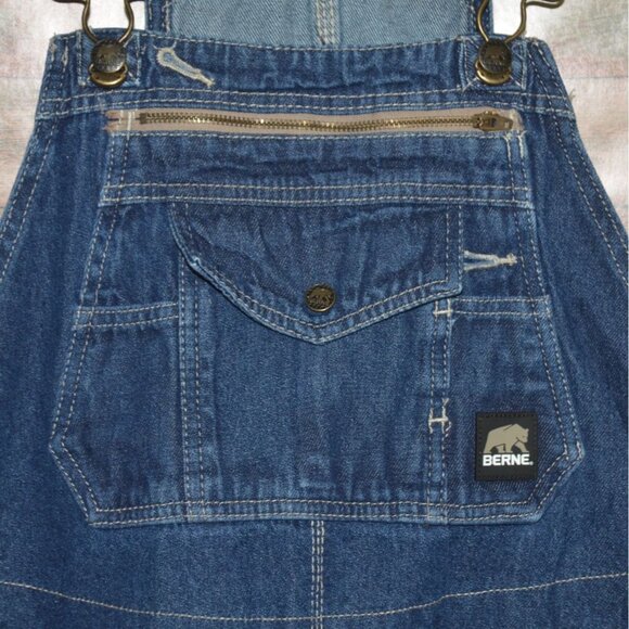 Berne Apparel Bib Overalls Carpenter Style Hammer Hook Men’s Size 40x30 Blue - Picture 3 of 12